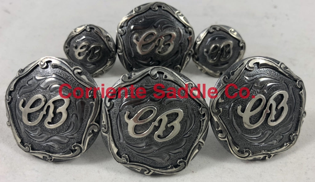 CBCONCH 113G Gunmetal Initial Conchos - Corriente Saddle