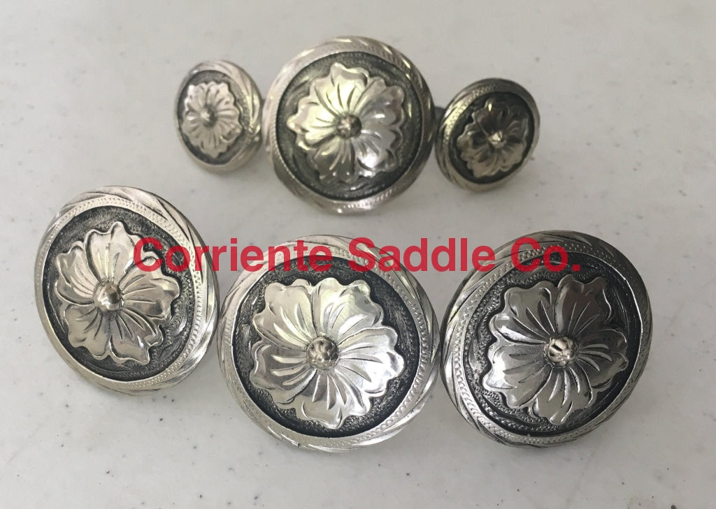 CBCONCH 115 Silver Flower Conchos - Corriente Saddle