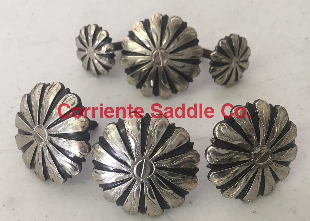 CBCONCH 116 Silver Striped Conchos - Corriente Saddle