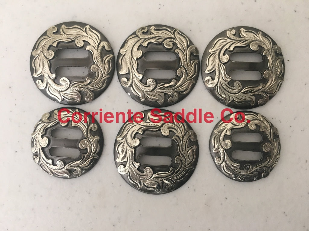 CBCONCH 138 Silver Floral Slotted Conchos - Corriente Saddle