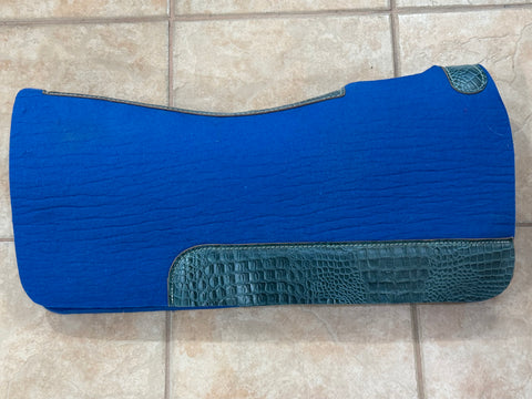 BARGAIN SADDLE PAD #08 Blue Felt with Imitation Crocodile