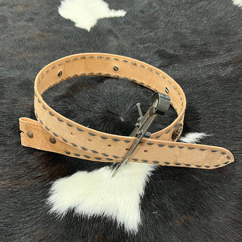 #05 38.5" Leather Belt with Conchos
