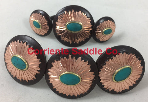 CBCONCH 109C Copper Flower With Turquoise Conchos