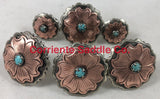 CBCONCH 109C Copper Flower With Turquoise Conchos