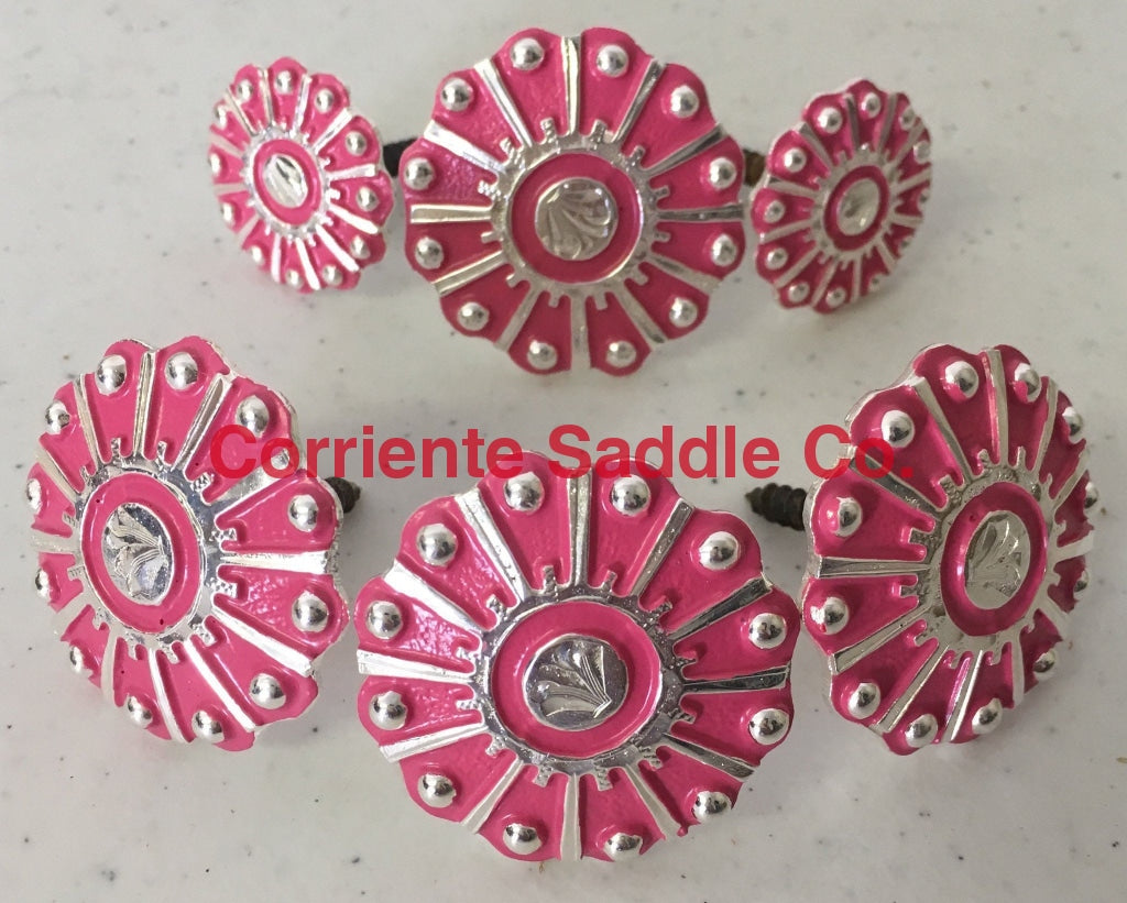 CBCONCH 118 Pink Wagon Wheel Conchos - Corriente Saddle