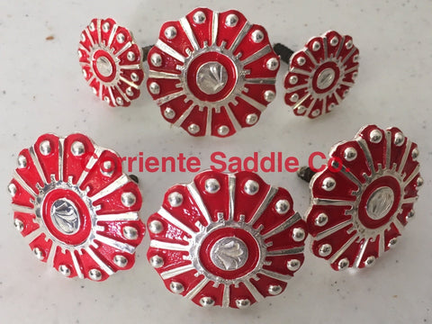 CBCONCH 119 Red Wagon Wheel Conchos