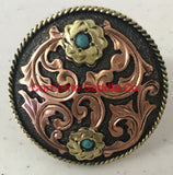CBCONCH 122 Copper Filagre Turquoise Stone Conchos - Corriente Saddle