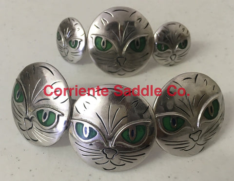 CBCONCH 123 Green Cat Eye Conchos
