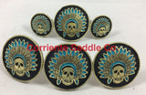 CBCONCH 124A Turquiose Indian Head Dress Conchos - Corriente Saddle