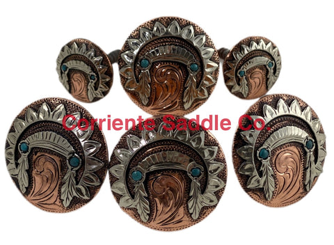 CBCONCH 124E Copper Indian Head Dress Conchos