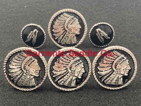 CBCONCH 124F Silver Indian Head Dress with Feathers Conchos