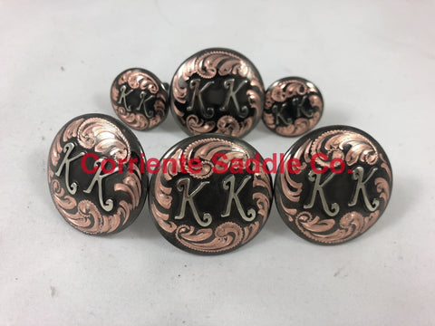 CBCONCH 125F Copper with Initials Conchos