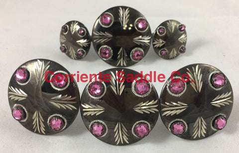 CBCONCH 128A Pink Stone Conchos