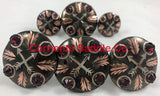 CBCONCH 128BA Red Stone Conchos - Corriente Saddle