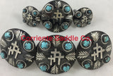 CBCONCH 129F Three Crosses Turquoise Stone Conchos