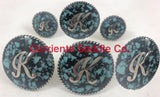 CBCONCH 130 Crushed Turquoise Stone Conchos - Corriente Saddle