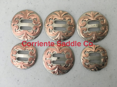 CBCONCH 141 Copper Floral Silver Slotted Conchos