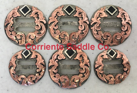 CBCONCH 141A Copper Floral Silver Slotted Conchos