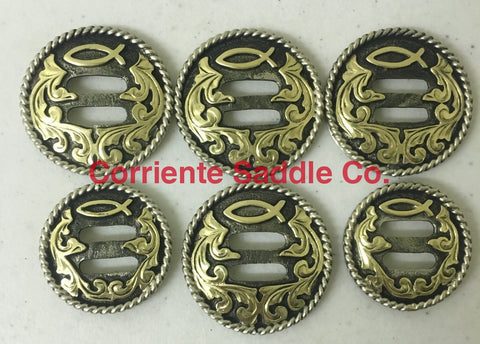 CBCONCH 143 Brass Jesus Fish Slotted Conchos