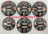 CBCONCH 149D Turquoise Stone with Zia Conchos - Corriente Saddle