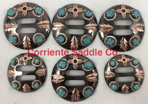 CBCONCH 149D Turquoise Stone with Zia Conchos