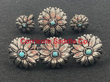 CBCONCH 162 Silver Sunflower with Turquoise Stone - Corriente Saddle