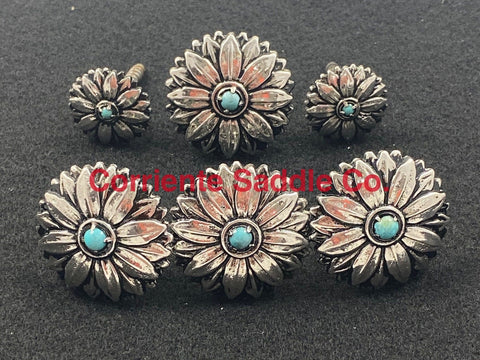 CBCONCH 162 Silver Sunflower with Turquoise Stone