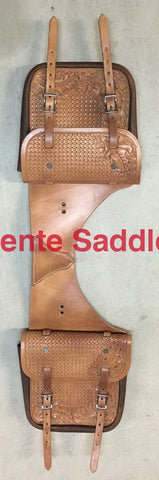 CSBAG 110 Saddle Bags Acorn + Waffle Tooling