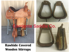 CSSTIRRUP 100 Wooden Rawhide Stirrups - Corriente Saddle