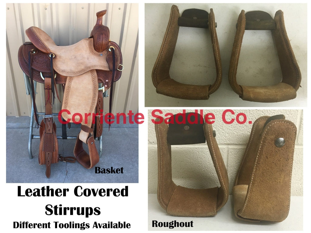 CSSTIRRUP 102 Leather Covered Stirrups - Corriente Saddle